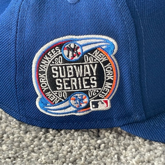 New Era New York Mets Fitted Hat 2000Subway Series patch Icy Blue UV Size 7 1/4 - Picture 7 of 10